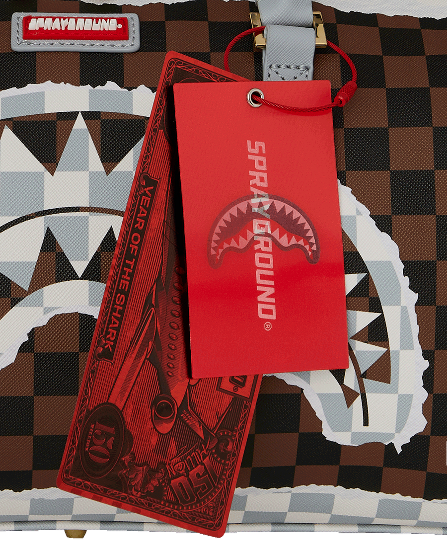 CREAM AND BROWN TEAR CHECK MINI DUFFLE