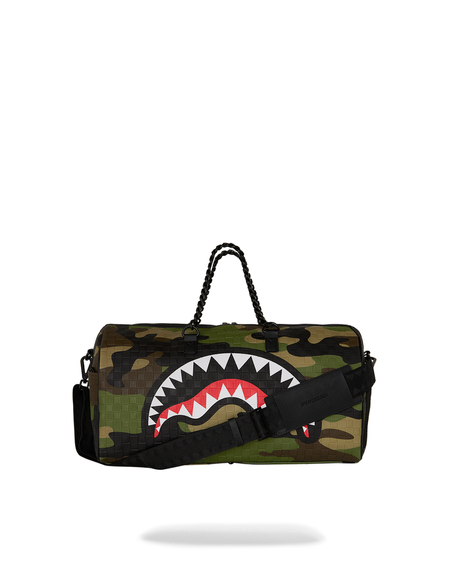 WOODLAND CAMO CHECK CHAIN DUFFLE