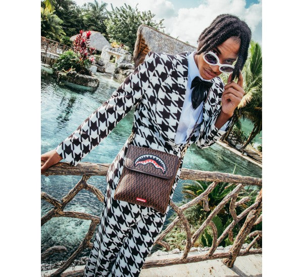 MONEY CHECKERED MESSENGER BAG
